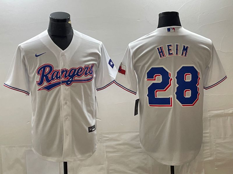 Men Texas Rangers #28 Heim White Game Nike 2023 MLB Jersey style 1->texas rangers->MLB Jersey